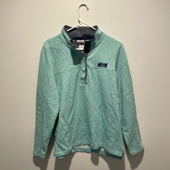 L.L. Bean Mint Green 1/4 Button Shirt NWT Size Large Petite - Picture 1 of 6